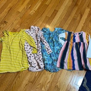 Dresses - size 5.  Floral dress - gap kids.  Other dresses are Tea collection